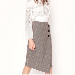 ba&sh Pernille Houndstooth Wool Skirt